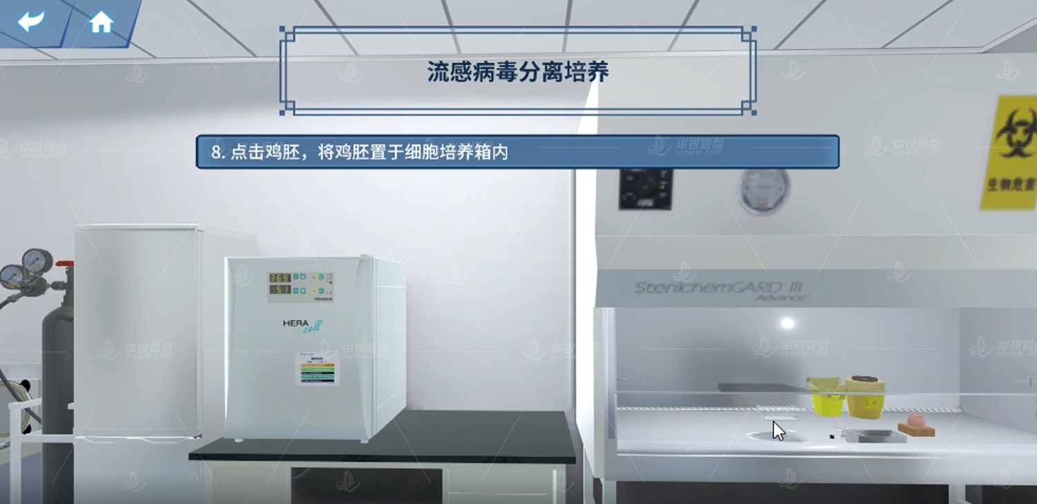 流感病毒分离鉴定VR虚拟仿真实验